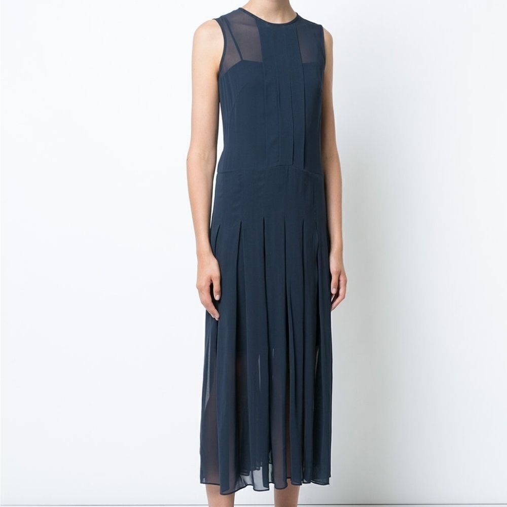 Akris Navy Silk Sheer Dress Sz 6
